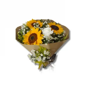 Buquê fino de girassol e rosas